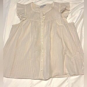 Madewell Cream Rainbow 🌈 Striped Button-Up Top